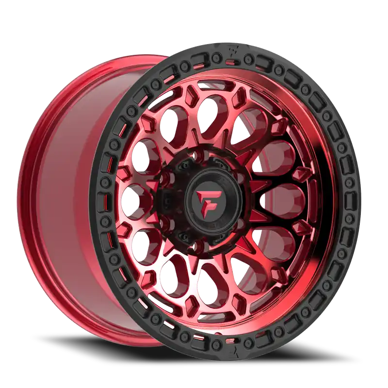 Fittipaldi Offroad Terra Series FT101 RTB 17x9 -12 6x139.7mm 106.2mm Machined Red Tint Black Ring Price Cut