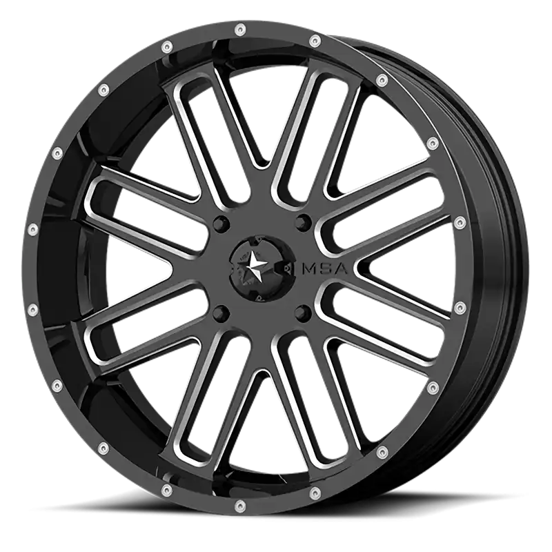 MSA Bandit M35 GB-M 22x7 +4 4x137mm 112mm Gloss Black Milled Next Day Delivery