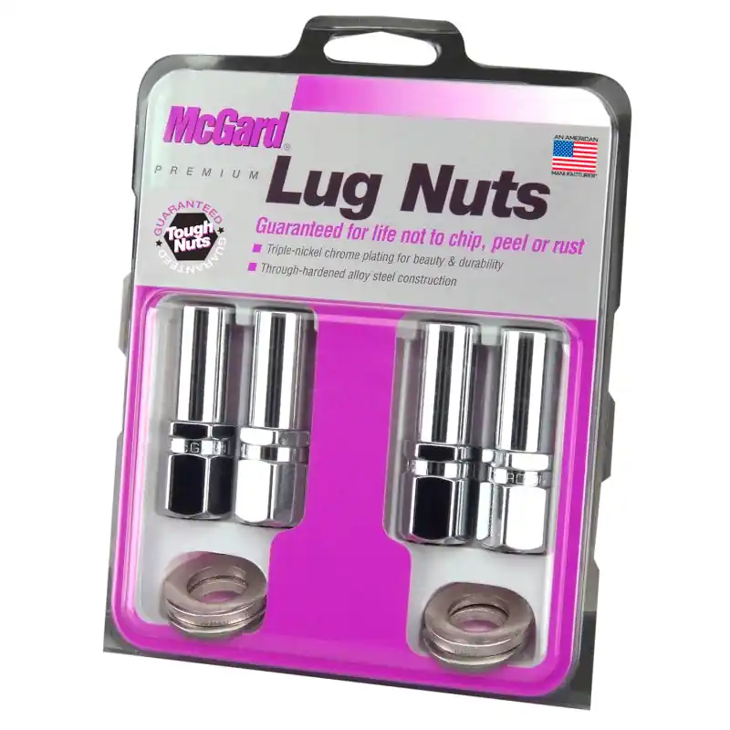 McGard Hex Lug Nut (Drag Racing X-Long Shank) 1/2-20 / 13/16 Hex / 2.475in. Length (4-Pack) - Chrome Get Yours