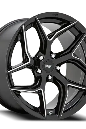 Niche Torsion M266 20x9 +35 5x114.3mm 72.56mm Gloss Black Milled Flash Sale
